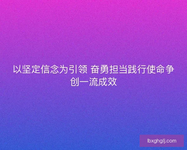 以坚定信念为引领 奋勇担当践行使命争创一流成效