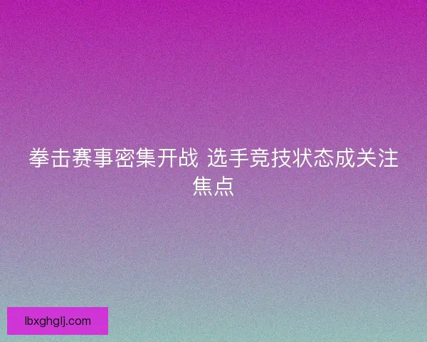 拳击赛事密集开战 选手竞技状态成关注焦点